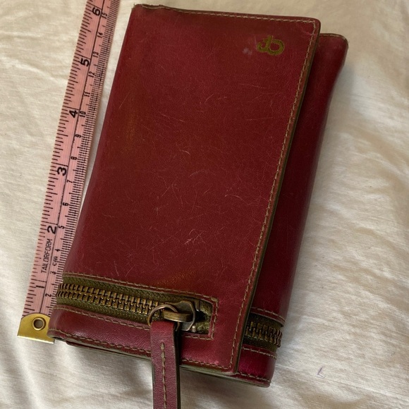 Red Leather Wallet with Zipper - Picture 1 of 6